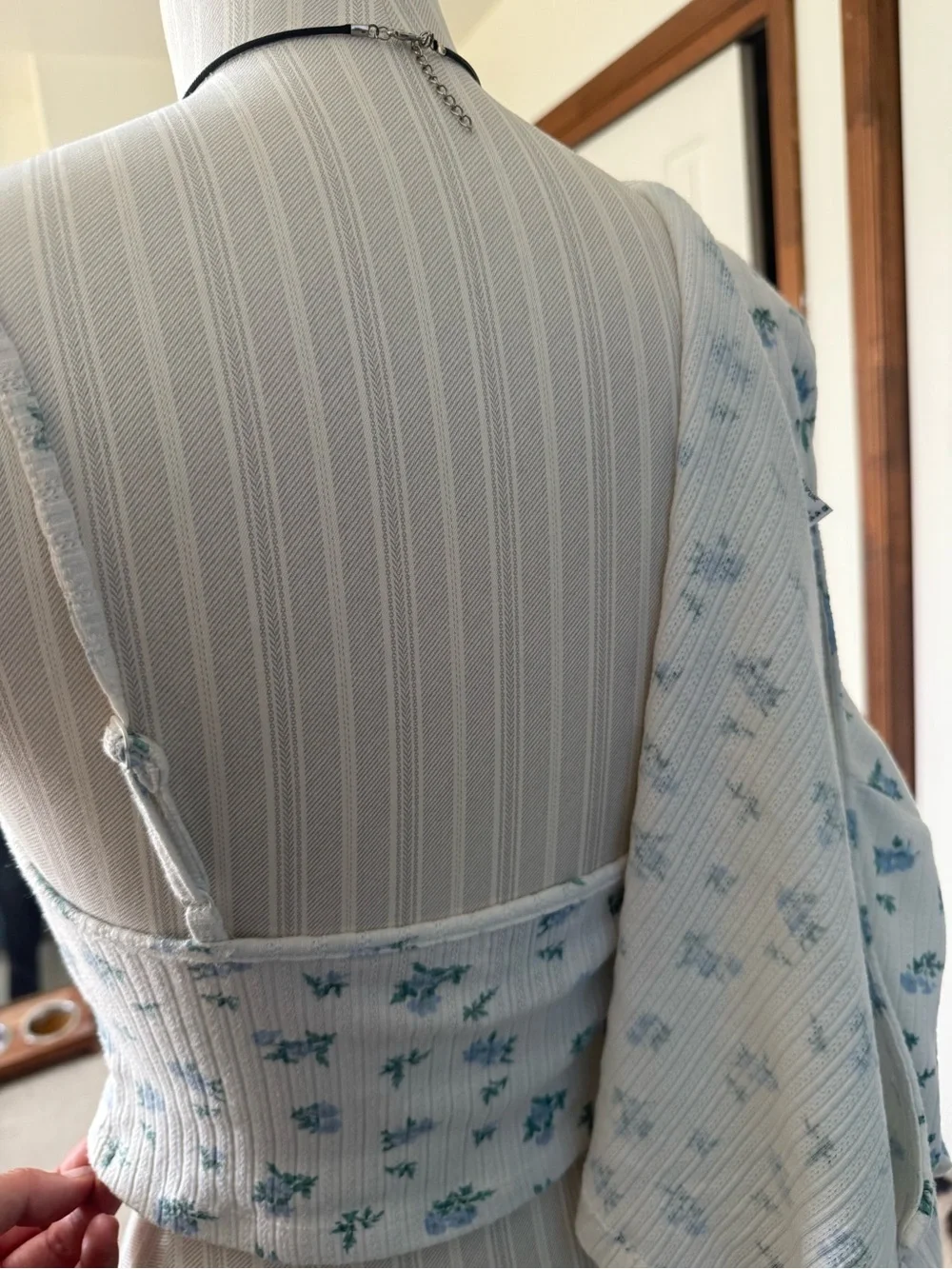 Princess Polly Cream Ribbed Floral Tank & Cardigan Set with Blue Flowers